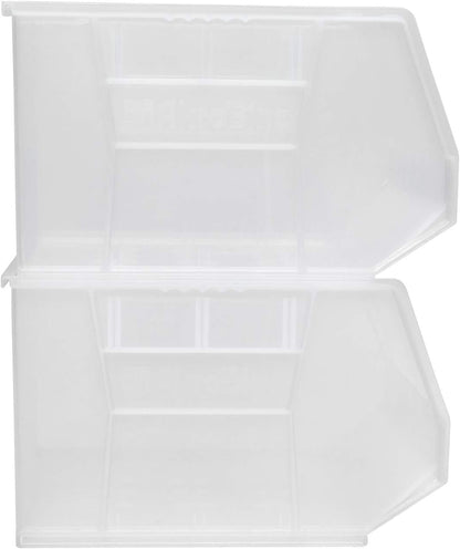 Akro-Mils 30270 AkroBins Plastic Storage Bins, Space-Saving Stackable Bins for Garage, Pantry, Craft Organization, 18" x 16" x 11", Clear, 3-Pack