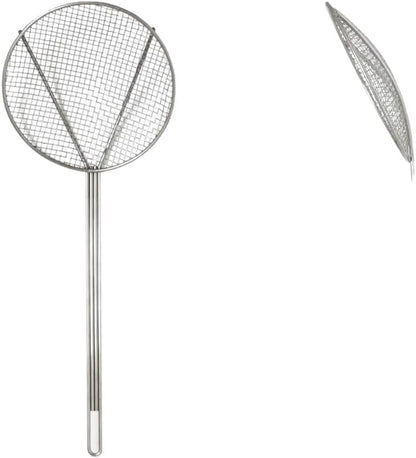 TrueCraftware- 12 Inch Round Wire Skimmer Nickel Plated- Mesh Strainer Skimmer Spoon for Cooking Draining Pasta Noodles Vegetables Rice Quinoa
