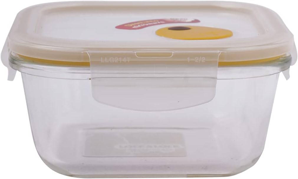 LOCK & LOCK Ovenglass Heat Resistant Glass Round Food Storage Container with Steam Vent, 32.12-oz / 4.02-cup