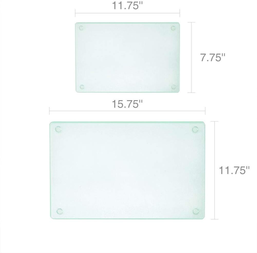 Murrey Home Glass Cutting Board Set for Kitchen Counter, Tempered Glass Chopping Boards Dishwasher Safe, Small Clear Countertop Tray, 16"x12"x2PC