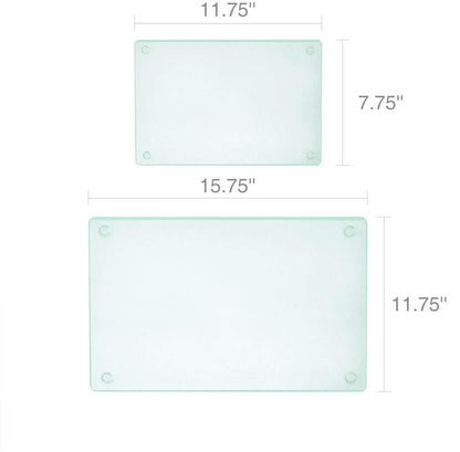 Murrey Home Glass Cutting Board Set for Kitchen Counter, Tempered Glass Chopping Boards Dishwasher Safe, Small Clear Countertop Tray, 16"x12"x2PC