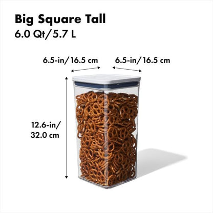 OXO Good Grips POP Container - Airtight Food Storage - Big Square Short 2.8 Qt Ideal for 5 lbs of sugar, cookies or crackers