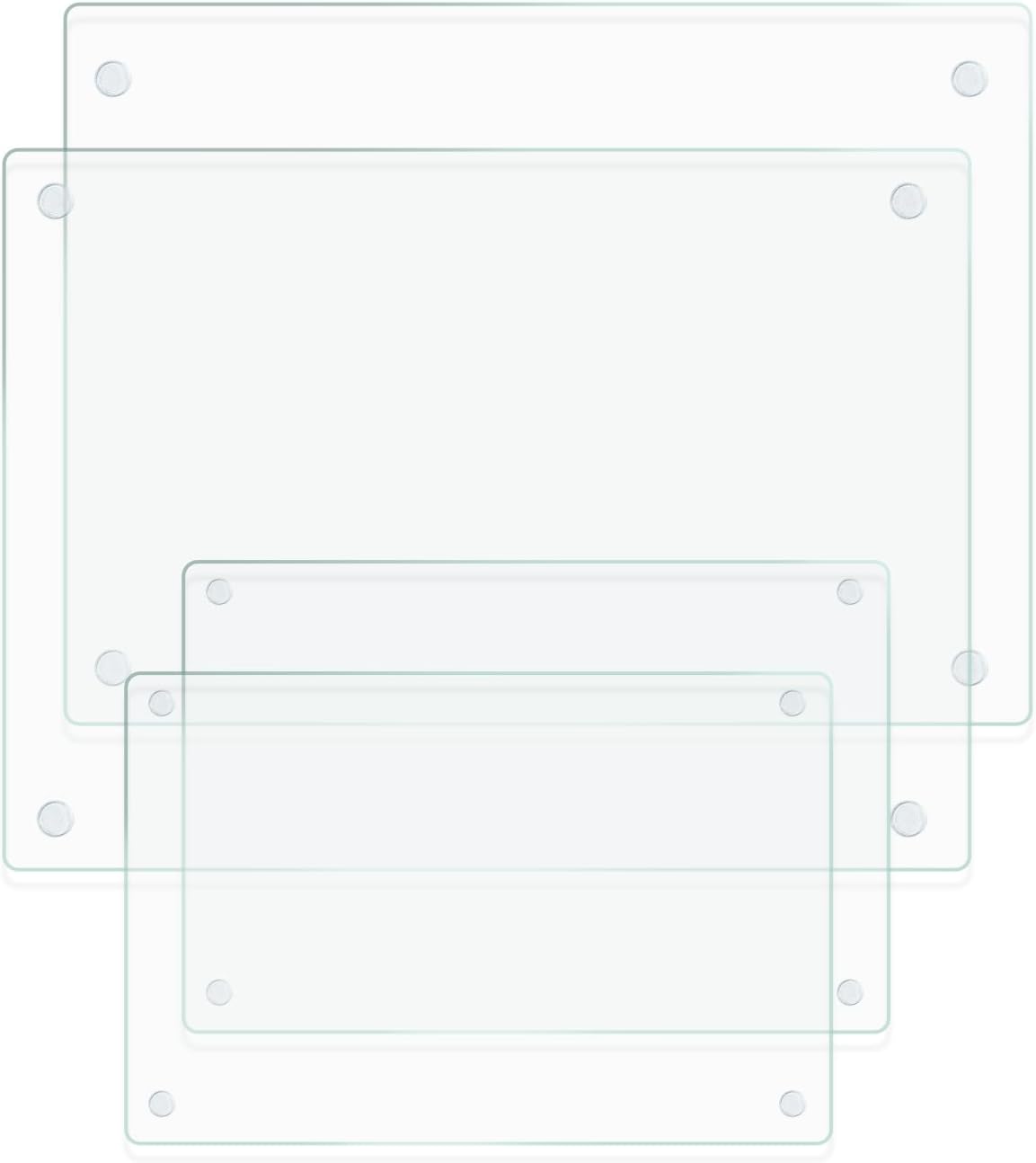 Glass Cutting Boards for Kitchen,Clear Tempered Cutting Board for Countertop,Non-slip Chopping Board,Table protection, Heat Resistant, Shatter Resistant, Set of 4