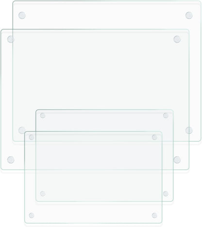 Glass Cutting Boards for Kitchen,Clear Tempered Cutting Board for Countertop,Non-slip Chopping Board,Table protection, Heat Resistant, Shatter Resistant, Set of 4