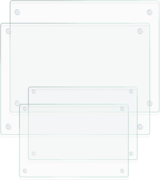 Glass Cutting Boards for Kitchen,Clear Tempered Cutting Board for Countertop,Non-slip Chopping Board,Table protection, Heat Resistant, Shatter Resistant, Set of 4