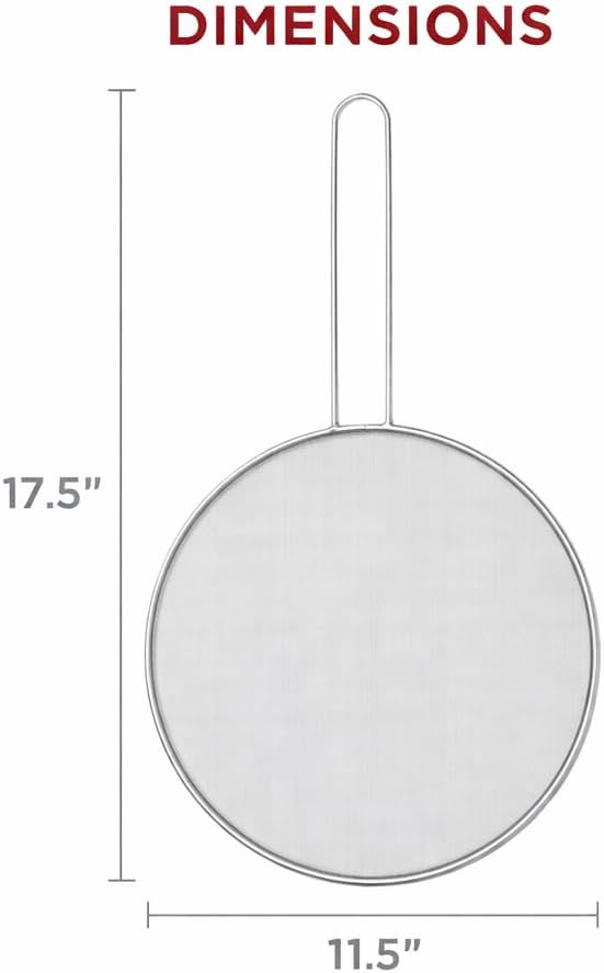 HIC Kitchen Splatter Screen, 18/8 Stainless Steel with Fine Mesh, 9-Inch, Fits Up To 8.5-Inch Pans