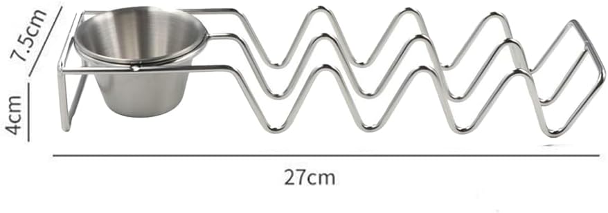 Taco Holders Set of 2, Stainless Steel Taco Shell Holder Stand Holds 4 Tacos Each, Taco Bar Serving Dishes with Sauce Bowl, Stackable Taco Tray Plates for Most Plates & Air Fryers