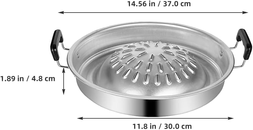 MAGICLULU Korean Bbq Grill Pan Flat Iron Grill for Bbq with Handle 14.56X11.81X1.88In Outdoor Barbecue Stove Food Prep Tray for Camping Picnic Steak