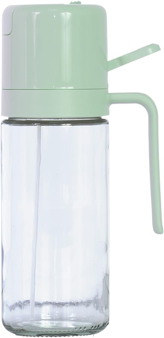 Glad 2 in 1 Oil Dispenser, 18.6oz/550ml - Olive Oil Sprayer for Cooking, Pouring Salad Dressing, and Grilling - Kitchen Gadget with Refillable Glass Bottle, Handle, and Mist or Pour Options - Rust