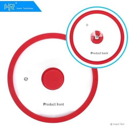 HR Huare Technology Vented Tempered Glass Cookware Lid Red 1 Pack