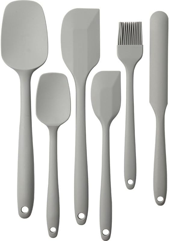 6 Pieces Silicone Spatula Set, Food Grade Rubber Spatula with Ergonomic Grip, Rubber Spatulas Silicone Heat Resistant Spatula Set for Kitchen Use, BPA Free Dishwasher Safe, Blue