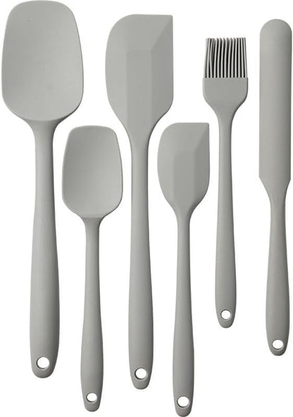 6 Pieces Silicone Spatula Set, Food Grade Rubber Spatula with Ergonomic Grip, Rubber Spatulas Silicone Heat Resistant Spatula Set for Kitchen Use, BPA Free Dishwasher Safe, Blue