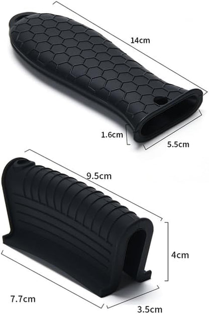 4 Pack Silicone Cast Iron Skillet Handle Covers, Black