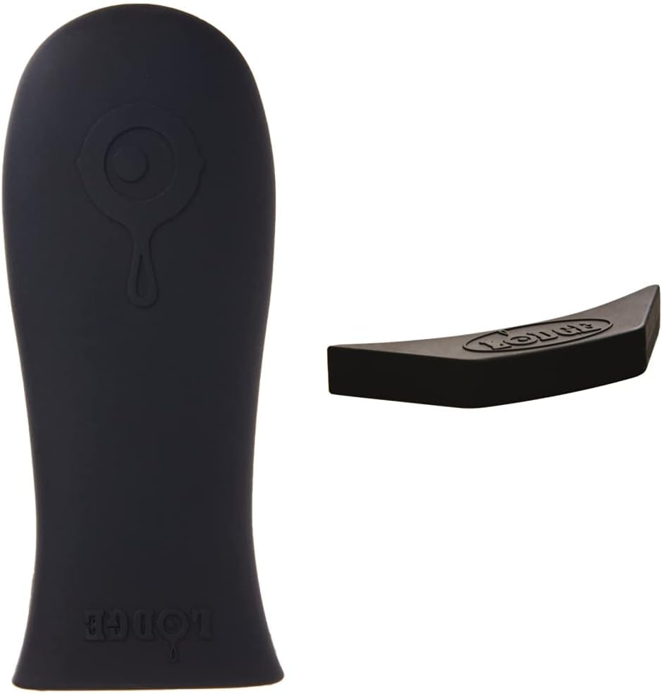 Lodge Silicone Hot Handle Holder and Silicone Assist Handle Holder Set for Lodge Cast Iron Skillets, Black