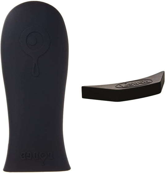 Lodge Silicone Hot Handle Holder and Silicone Assist Handle Holder Set for Lodge Cast Iron Skillets, Black