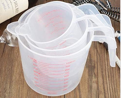 MIZORLIE Plastic Measuring Cup Sets, 250ml, 500ml &1000ml (3PCS）