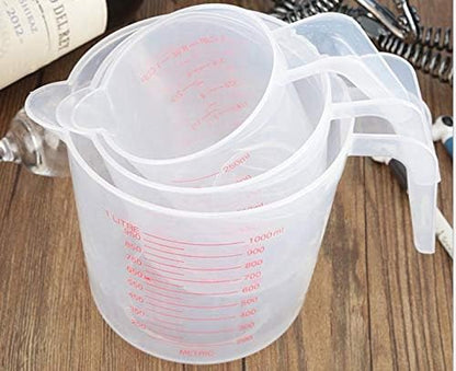 MIZORLIE Plastic Measuring Cup Sets, 250ml, 500ml &1000ml (3PCS）