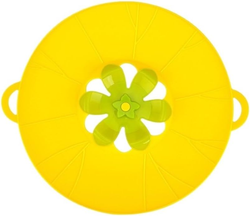 Silicone Boil Over Spill Safeguard - Food Grade Kitchen Stopper Lid For Pots And Pans - Eco-Friendly Silicone Cover In Grey And Yellow(Yellow,Small)