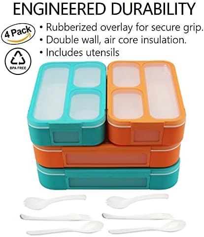 kinsho Bento Lunch-Box Set for Kids includes Snack Container | 6 and 3 Compartment Boxes Leakproof School Bentos, Meal Portion Control Containers, Boys Girls Adults, Navy Blue Large + MINI 2 Pack Set