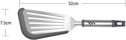 Silicone Spatula - Fish Spatula for Non Stick Frying Pan - Flexible Slotted Turner for Cooking and Flipping - Stainless Steel Egg Flipper with Silicone Edge - Heat Resistant - Dishwasher Safe