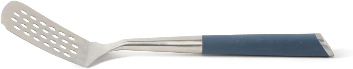 Calphalon Slotted Turner, Kitchen Flipping Spatula, Slotted Spatula, Stainless Steel Turner with Silicone Heat Resistance Handle, Nonstick-Safe Spatula for Draining and Flipping (Navy)