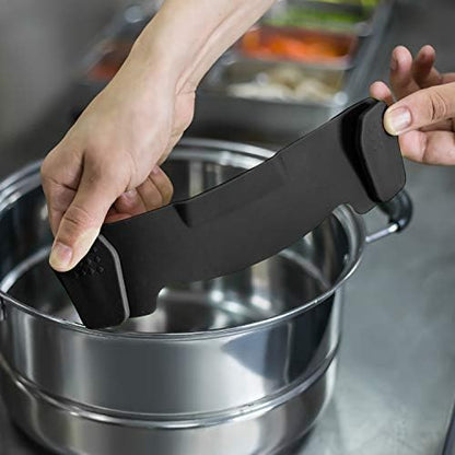 AUOON Clip On Strainer Silicone for All Pots and Pans (Black, Standard) & AUOON Collapsible Colander Set (3QT + 4QT) with Draining Base (White+Gray)