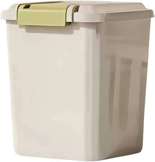 10KG Airtight Rice Storage Container with Measuring Cup, Food Grade Grain Storage Bin with Double Seal Buckle, Rice Box for Rice, Beans, Cereal and Pet Food, Kitchen Pantry Organizer (10KG with cup)