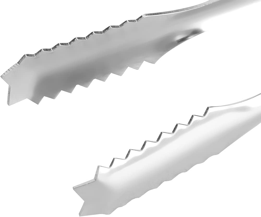 Ice Tongs, Serving Tongs Bar Sugar Stainless Steel Biscuit Buffet Grill Kitchen Edition Clamp Tool Heat Non Slip Grip Glossy Silver For Baking Pastry Salad BBQ Cooking