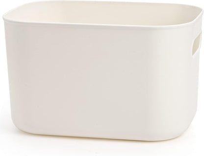 Yopay 6 Pack Plastic Storage Bin with Handle, White Bathroom Kitchen Organizer Bin for School, Office, Classroom, Hand Soaps, Shampoos, Lotion, Conditioners, Hand Towels, Cosmetic, Snacks, Seasoning