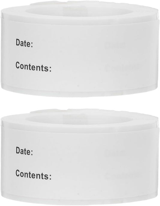 VILLCASE Food Date Labels 2 Rolls Self-Adhesive English Record Date Stickers for Kitchen Organization and Storage 2.36X0.98 Inch Removable Stickers for Fridge Freezer Containers