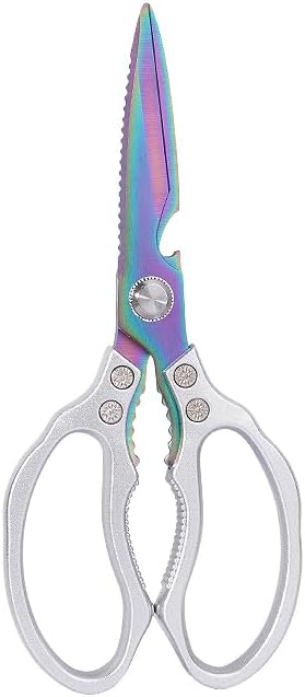Heavy Duty Sharp Kitchen Scissors, Dishwasher Safe, Cooking Shears for Meat, Chicken, Fish, Poultry, Herb, Bread (Red)