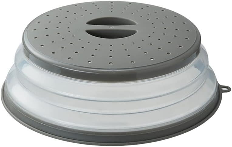 Collapsible Microwave Splatter Cover, 10.5 Inch, Dishwasher-safe, Microwave Plate Cover With Steam Vent，BPA-Free Silicone & Plastic (gray)