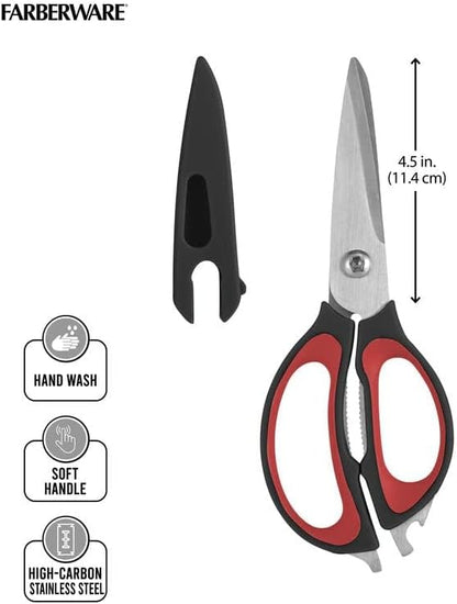 Farberware 4-in-1 Kitchen Scissors, High Carbon Stainless Steel, Black