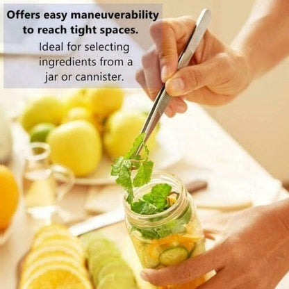 6 Inch Professional Culinary Stainless Steel Precision Tongs with Angled Serrated Tips, Plating/Food Presentation Detailing Serving Tongs, Chef's Kitchen Tweezer Tongs - Ultra Non-Slip Grip
