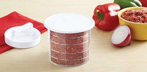 Mr. Bar-B-Q Hamburger Press Patty Maker - Non-Stick Burger Mold Shaper with Freezer Storage Container - 12-Piece Set with 8-Layer Plastic Discs for BBQ Grill - #40231Y