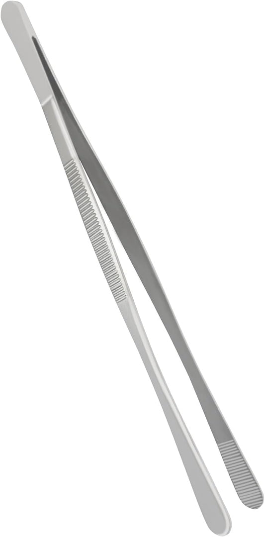 10-Inch Cooking Tweezers Pasta Tongs, Stainless Steel Kitchen Tweezer Tongs Culinary Food Tweezers for Cooking & Baking (Sliver)