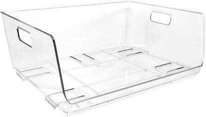 Isaac Jacobs 2-Piece (16" x 12" x 6.1") X-Large Wide Stackable Clear Storage Bins w/Open Front, Versatile Use, Set of 2, Desk, Office, Bathroom, Bedroom, Closet