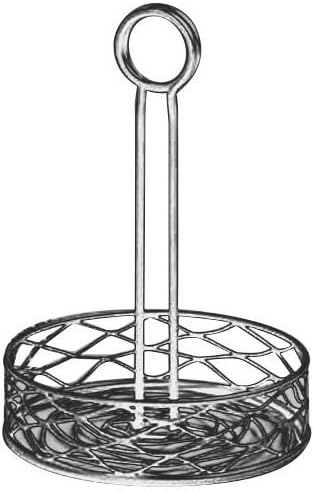 American Metalcraft - FWC69 FWC89 Round Wrought Iron Condiment Rack Basket with Display Handle, 8-Inch, Black