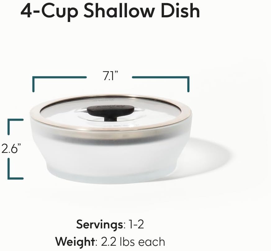 Anyday 4-Cup Glass Microwave Steamer & Food Storage (Clear Black Sesame)