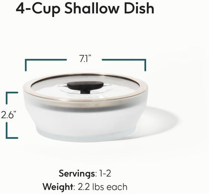 Anyday 4-Cup Glass Microwave Steamer & Food Storage (Clear Black Sesame)