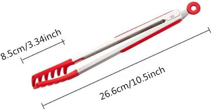 Red Stainless Steel Pasta Tong, Large 9" Stainless Steel Spaghetti Tongs, Comfortable Grip Design Pasta Server Utensil for Noodles Kitchen Cooking Baking Tools