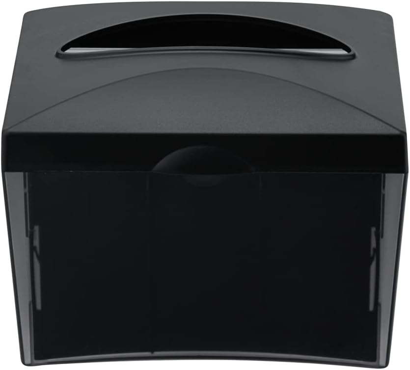 Restaurantware Bar Lux 7.9 Inch x 5.5 Inch Napkin Holder 1 3-Compartment Condiment Caddy - Rectangle Tabletop Black Plastic Napkin Caddy Refillable Easy Access