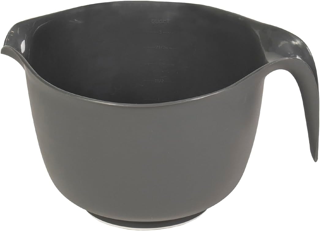 Glad Mixing Bowl with Handle – 3 Quart | Heavy Duty Plastic with Pour Spout and Non-Slip Base | Dishwasher Safe Kitchen Supplies for Cooking and Baking, Red