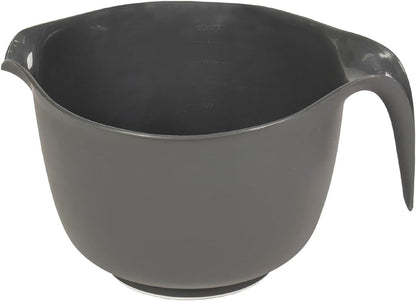 Glad Mixing Bowl with Handle – 3 Quart | Heavy Duty Plastic with Pour Spout and Non-Slip Base | Dishwasher Safe Kitchen Supplies for Cooking and Baking, Red