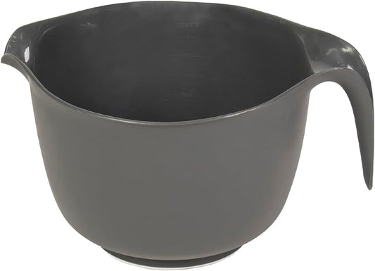 Glad Mixing Bowl with Handle – 3 Quart | Heavy Duty Plastic with Pour Spout and Non-Slip Base | Dishwasher Safe Kitchen Supplies for Cooking and Baking, Red