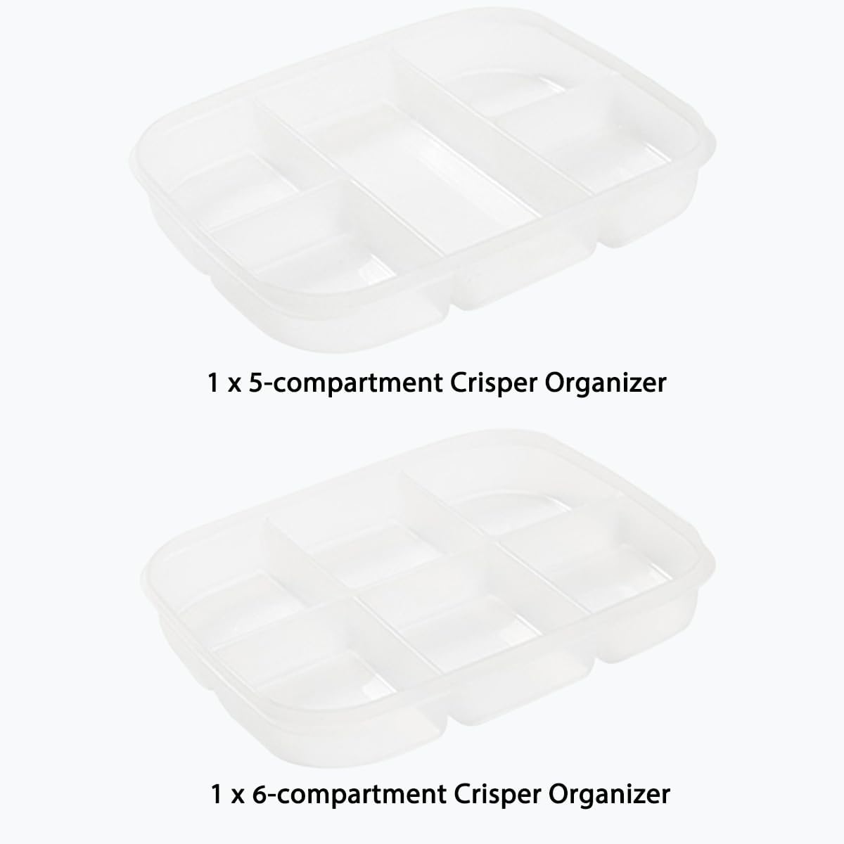 Divided Vegetable Tray with Lid，5 Compartments + 6 Compartments Snack Box - Clear Refrigerator Organizer - Plastic Food Storage Containers for Snacks, Fruits, Vegetables, Salads and Meat（4Pcs