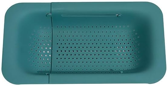 Over the Colander Strainer Wash Vegetables and Fruits, Drain Cooked Pasta and Dry Dishes - Extendable - Vegetable Washing For Fruits, Drain Cooked Pasta and Dishes (Green, One Size)