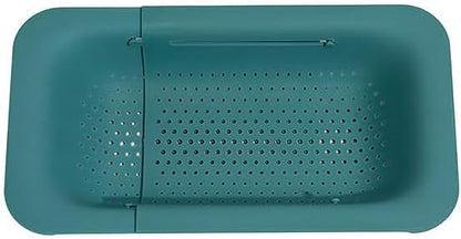 Over the Colander Strainer Wash Vegetables and Fruits, Drain Cooked Pasta and Dry Dishes - Extendable - Vegetable Washing For Fruits, Drain Cooked Pasta and Dishes (Green, One Size)