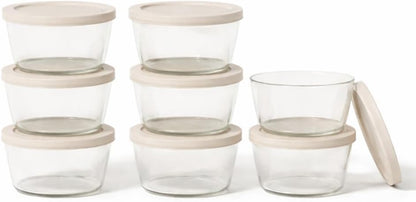 6-Piece Glass Food Storage Containers Set (3 Containers + 3 BPA-Free Lids) | 2-Cup, Leakproof | Microwave, Freezer, Oven & Dishwasher Safe | Ideal for Meal Prep & Pantry Organization, Pistachio