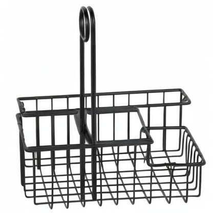 G.E.T. 4 Compartment Condiment Caddy, Teflon Coated, 8" x 6.5", Black (Pack of 12)